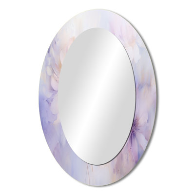 Purple Botanical Whispers II - Modern Oval Wall Mirror