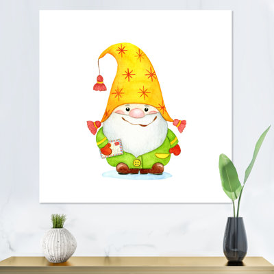 «Cute Christmas Gnome Dwarf», art mural pour enfants, art sur toile