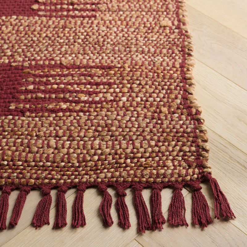 Natural Fiber 124 Hand Woven 70% Jute; 30% Cotton Abstract Rug, Rectangle 3' x 5'