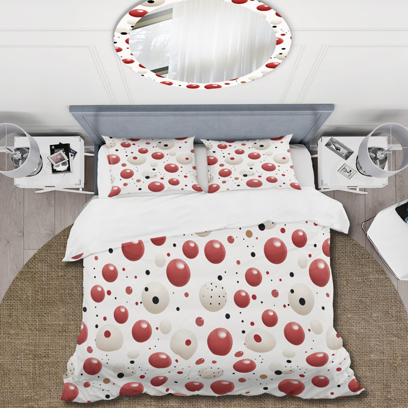Ensemble de housse de couette Playful Polka Dots VI, Housse de couette pour grand lit et 2 taies décor