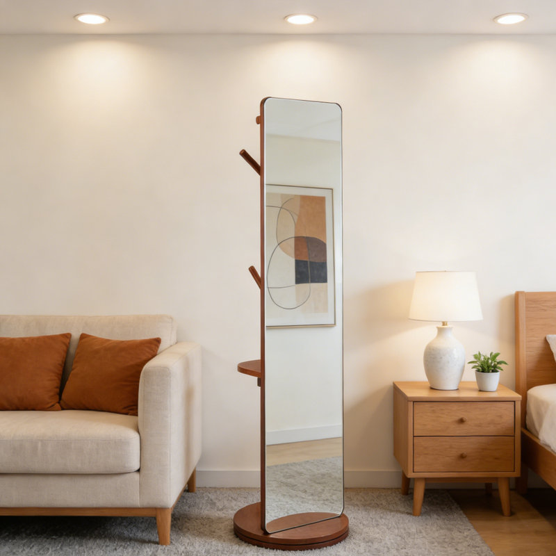 Rectangle Floor Mirror with Shelves, 164 cm H x 40 cm W