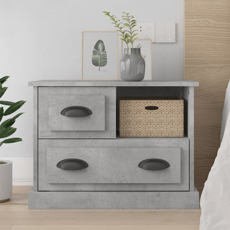 Ehrentraud 60cm W Bedside Table, Concrete Grey