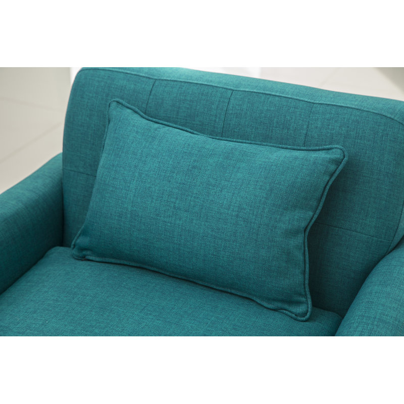 Fauteuil en polyester capitonné l 34 po Norton St Philip, Bleu sarcelle
