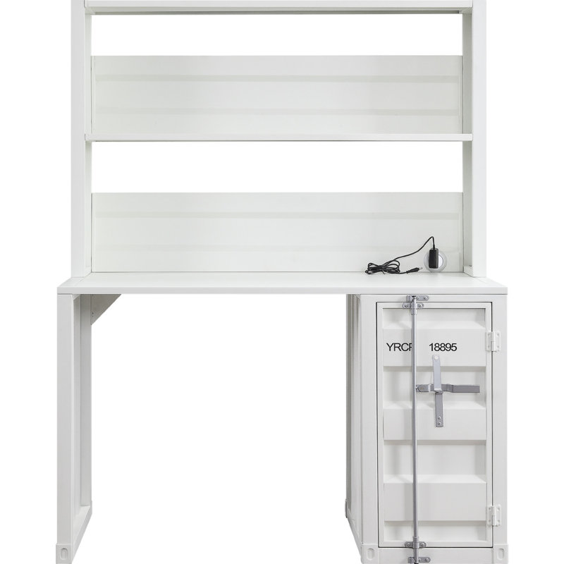 Bureau d'écriture en fer, H 59 po x l 48 po x P 24 po, Blanc