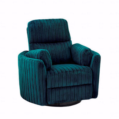 Power Glider With Recliner Function With Swivel Curved Arms Pillow Fill Swivel Chair Contemporary Dark In Teal Primary Living Room