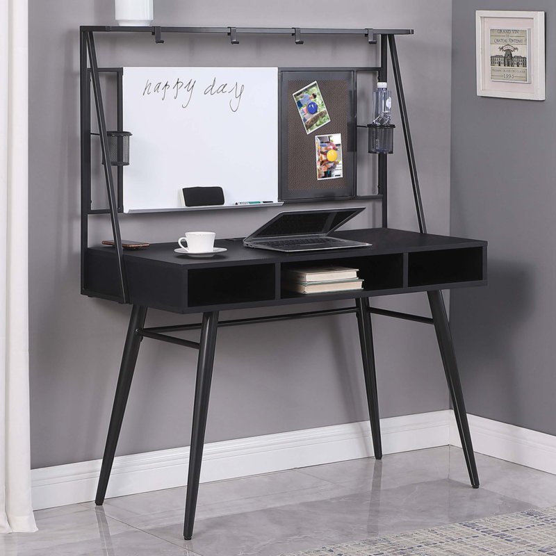 Bureau d'écriture Darby noir et bronze avec ports USB