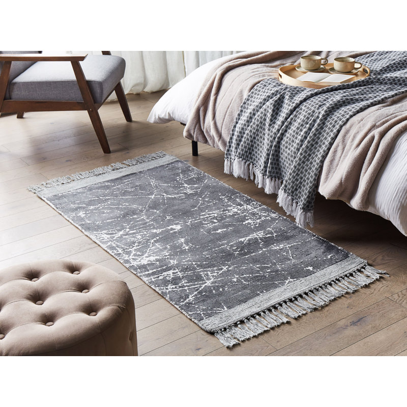 Abentego Hand Woven Grey Indoor Rug, Rectangle 80 x 150cm