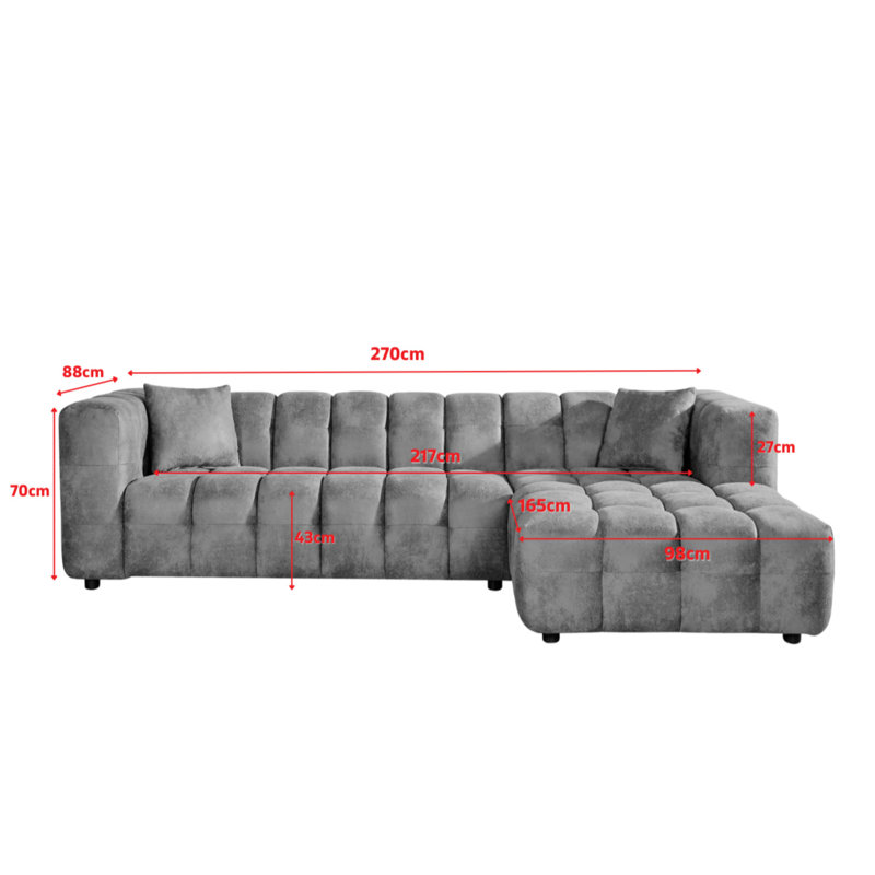 5 Seater Corner Sofa , Right Hand Facing, Brown