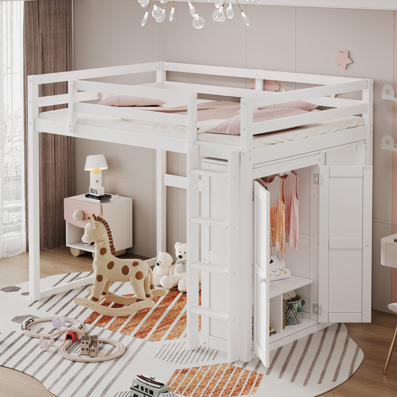 Full Loft Bed With Storage, White