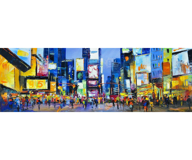 Toile carrée rétro avec paysage urbain rétro | Art mural Home Decor