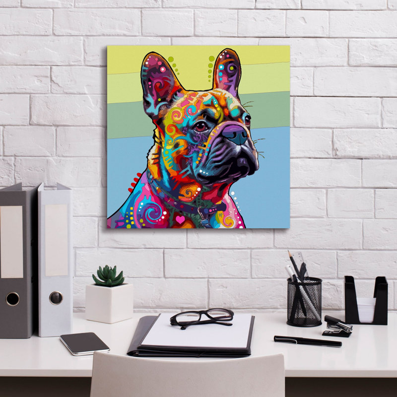 «The Absolute Frenchie» par Dean Russo, art mural sur toile, H 18 po x l 18 po x P 0,75 po