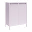 Armoire d'appoint courte à 2 portes, structure en métal avec portes en verre cannelé et tablettes réglables