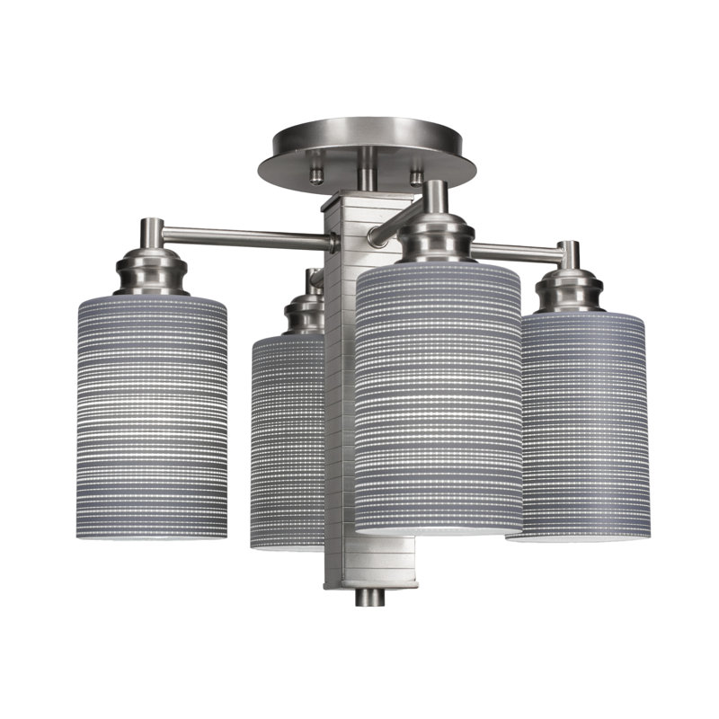 Edge 4 Light Semi-Flush, Brushed Nickel, Gray Matrix