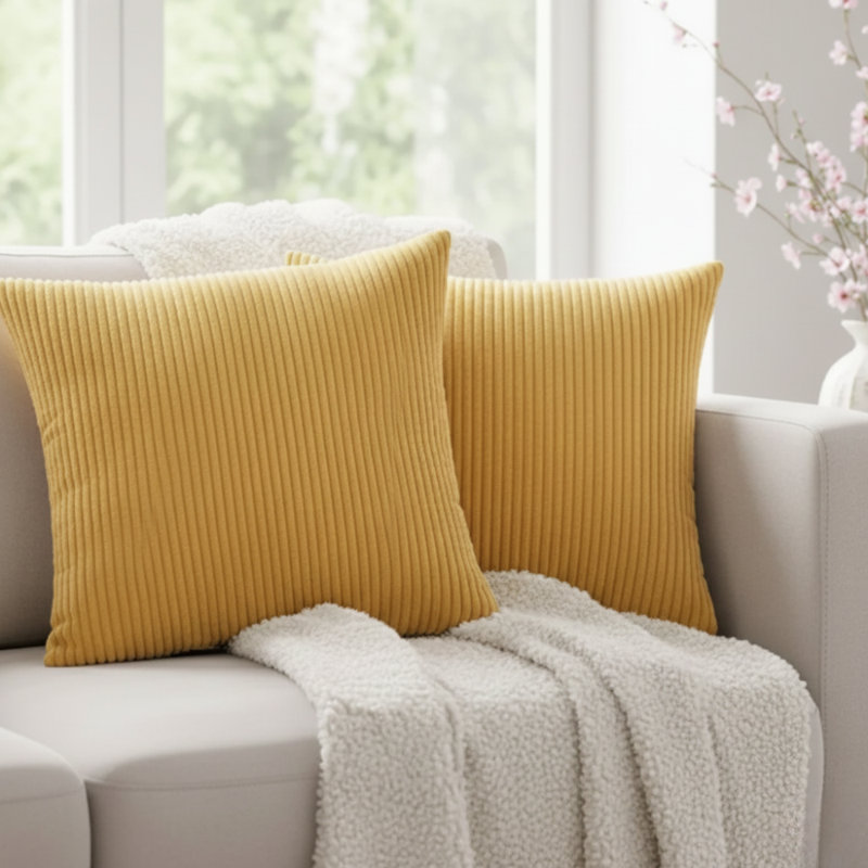 Natica Square Scatter Cushion Cover Pack of 4, Yellow