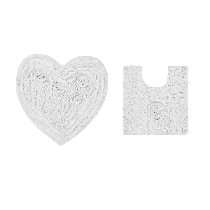 Tapis 100% coton lavable à la machine de la collection Bell Flower (ensemble de 2), Blanc