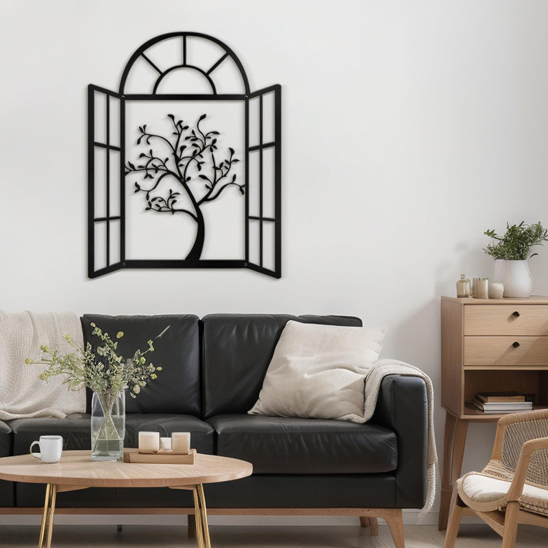 Décoration de mur murale en métal, H 30 po x l 23,44 po x P 0,05 po, Noir