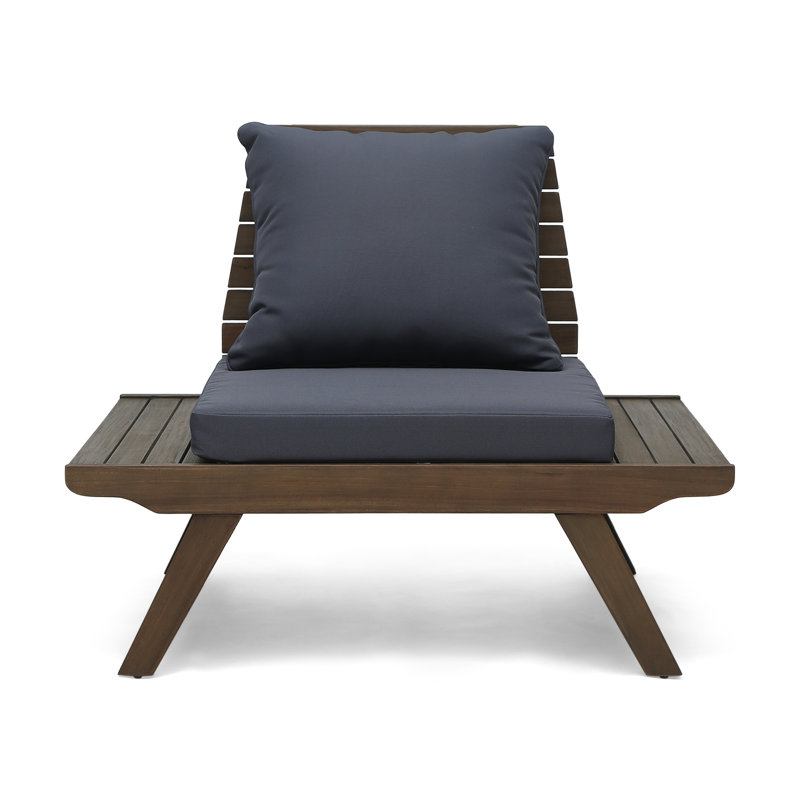 Salch Wood Outdoor Lounge Chair, Dark Gray, Brown