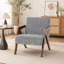 Chaise d'appoint Mid-Century moderne avec structure en bois et revêtement en lin doux-1516836360