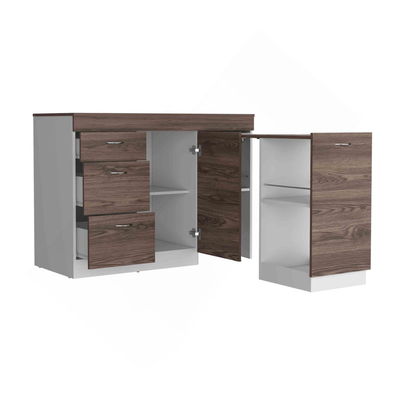 Kitchen Base Cabinet, Three Drawers, Two Interior Shelves, One Flexible Cabinet