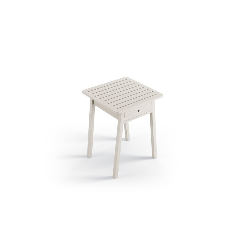 Square Ash Outdoor Side Table , 56cm cm W 56cm cm D, White