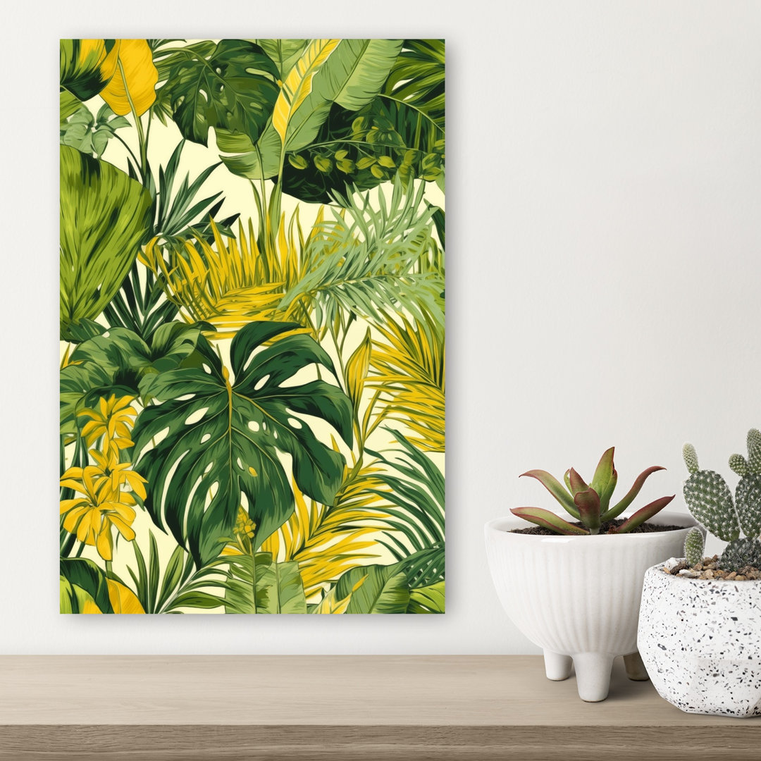 Lush Monstera Jungle Vibrant Abstract Palm Nature Tropical Wall Art Print