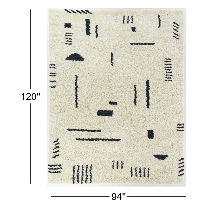 Tapis géométrique à poils longs Morin, Rectangle 7 pi 10 po x 10 pi