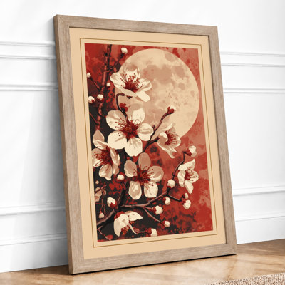 Moonlit Cherry Blossom Japandi - Framed Print