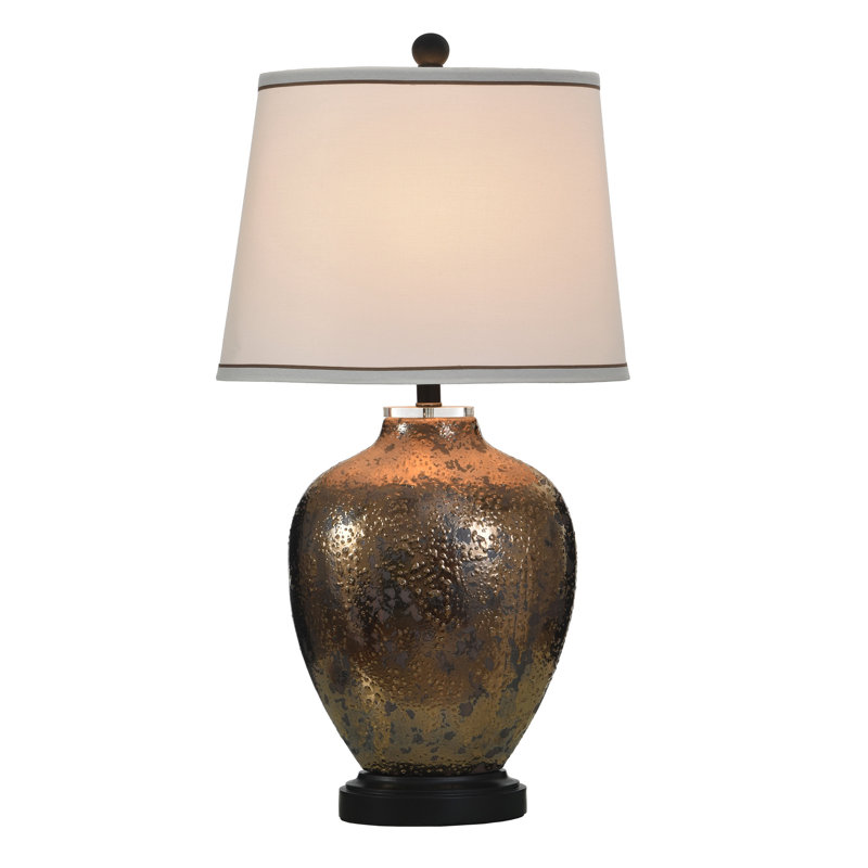 Lampe de table en céramique - Bronze Valley - Abat-jour blanc