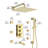 SlideLux 4-Function 12" Thermostatic Complete Rainfall Shower System with Tub Spout, Body Jets and Slide Bar-110585263