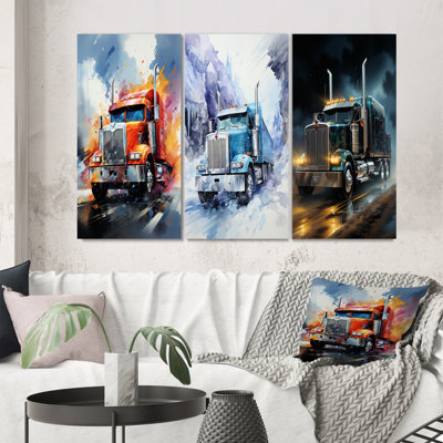 «Semi Truck Midnight Cruiser», 3 pièces sur toile