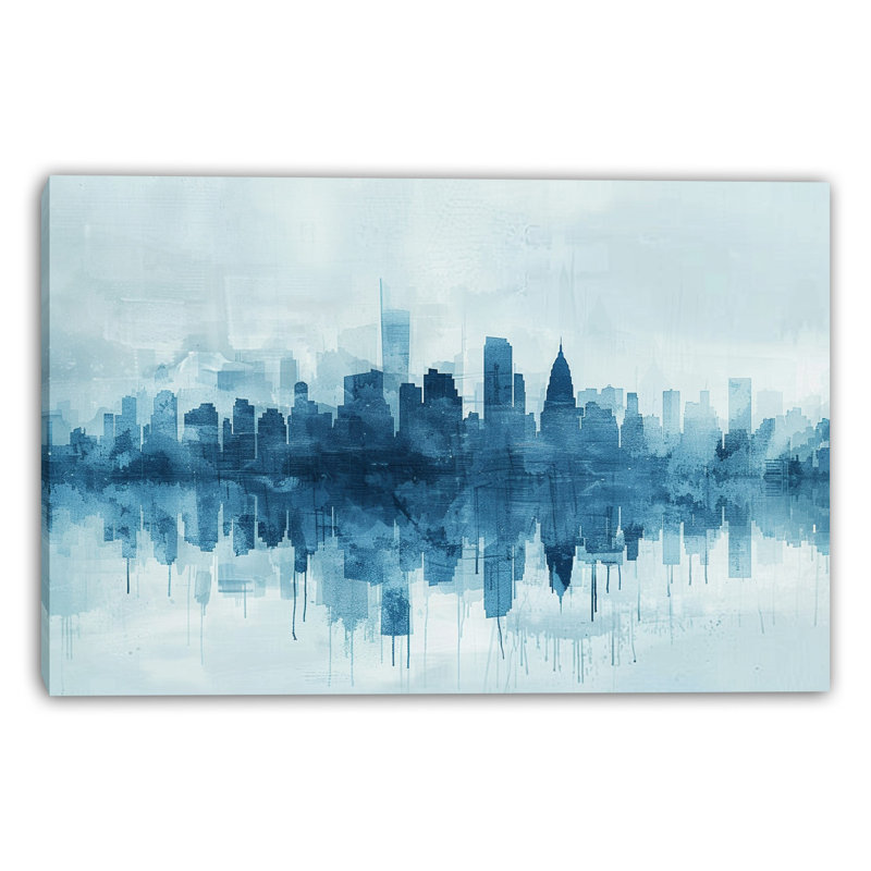 Art indigo sur toile tendue, H 30 po x l 40 po x P 1,5 po