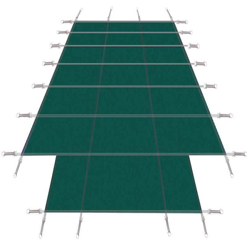 Couverture de sécurité rectangulaire pour piscine creusée Premium 16 x 32 pi avec marche 4 x 8 pi, filet vert, Vert