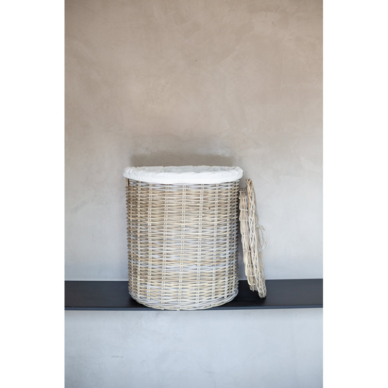 Rattan Laundry Basket, 20" H x 22" W x 22" D