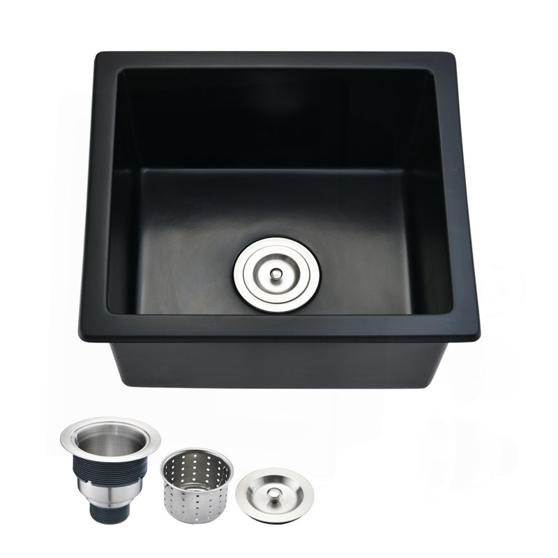 Évier de bar encastrable avec filtre à panier L 18 po x l 16 po Quartz