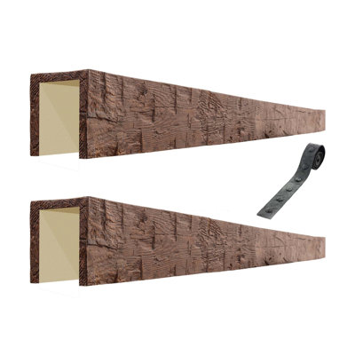 Poutre en faux bois taillée à la main 6 po x 6 po x 1567 pi Artisan (ensemble de 2 pièces x 94 po)