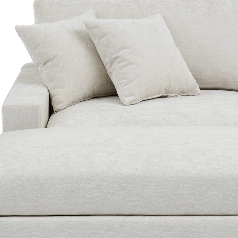 Chaise longue rembourrée, Blanc cassé, Orienté à gauche (vu de face)