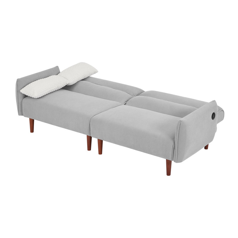 Canapé-lit futon convertible Modern, canapé-lit réglable, canapé-lit confortable en velours côtelé avec pieds en bois et 2 coussins
