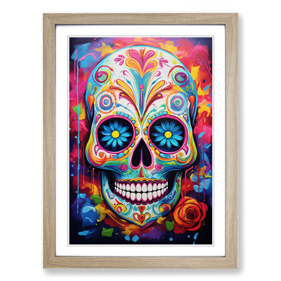 Sugar Skull Abstract - Single Picture Frame Print on Wood