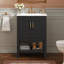 Meuble-lavabo moderne avec design élégant en sergé et charnières à fermeture en douceur, armoire de salle de bain avec structure ouverte au dos, tablette réglable-130000335