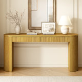 Console en bois Glim avec rayures verticales et tiroirs