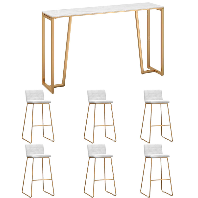 Tabourets et tables de luxe et luxueux, H 41,3 po x L 78,7 po x l 15,7 po, Blanc / Doré, Blanc