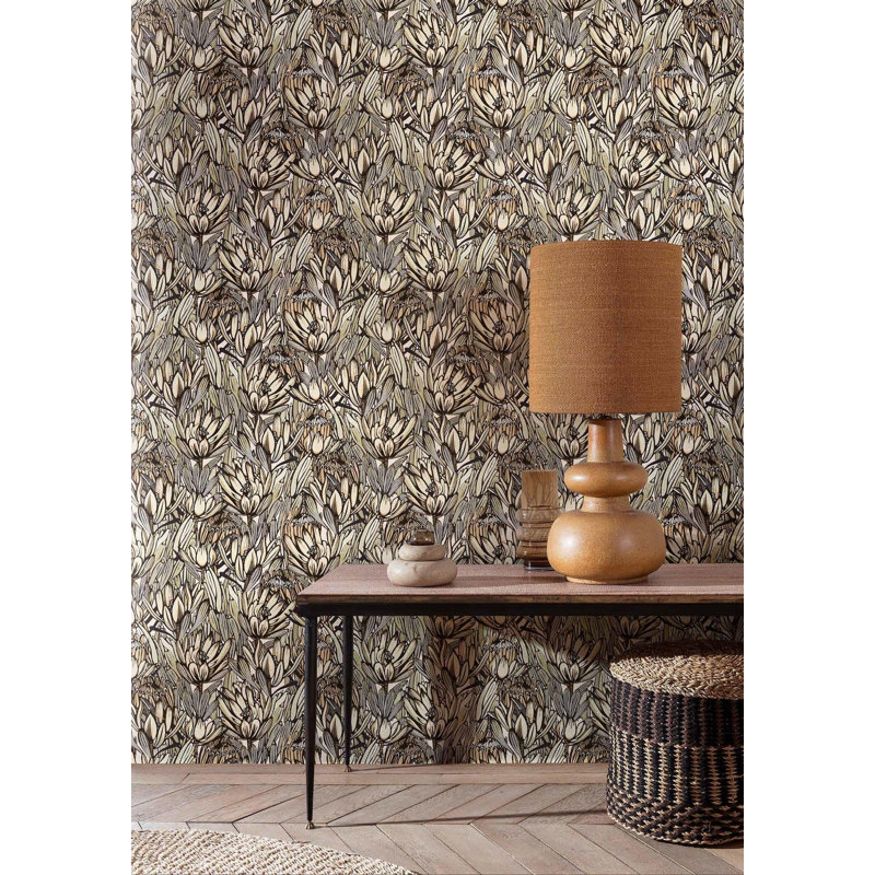 Double rouleau floral myrène, Crème/gris
