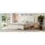 Structure de lit plateforme très grand avec tête de lit à vagues rétro, support de lattes en bois, aucun sommier requis, assemblage facile, structure robuste, mobilier de chambre à coucher avec design rétro classique, blanc-129123718