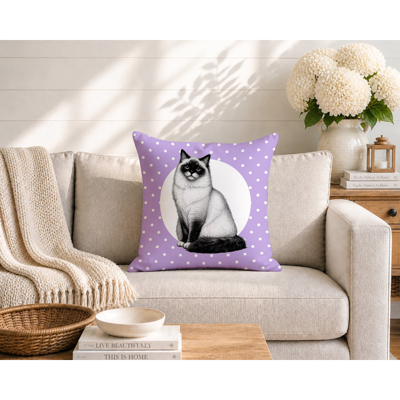 Oreiller réversible intérieur / extérieur Ragdoll Cat, 20x20, Lavender