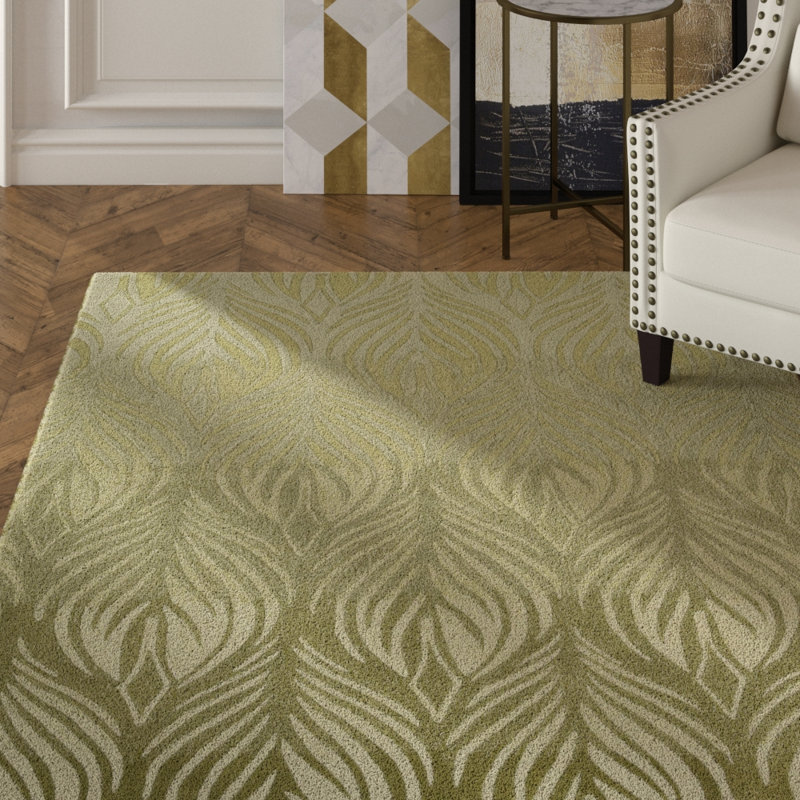 Tapis de zone verte touffeté à la main Rhames