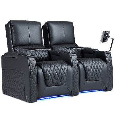 Haiylee Zero Gravity Home Theater Seating Top Grain Leather Recliner Sofa Power Headrest Footrest