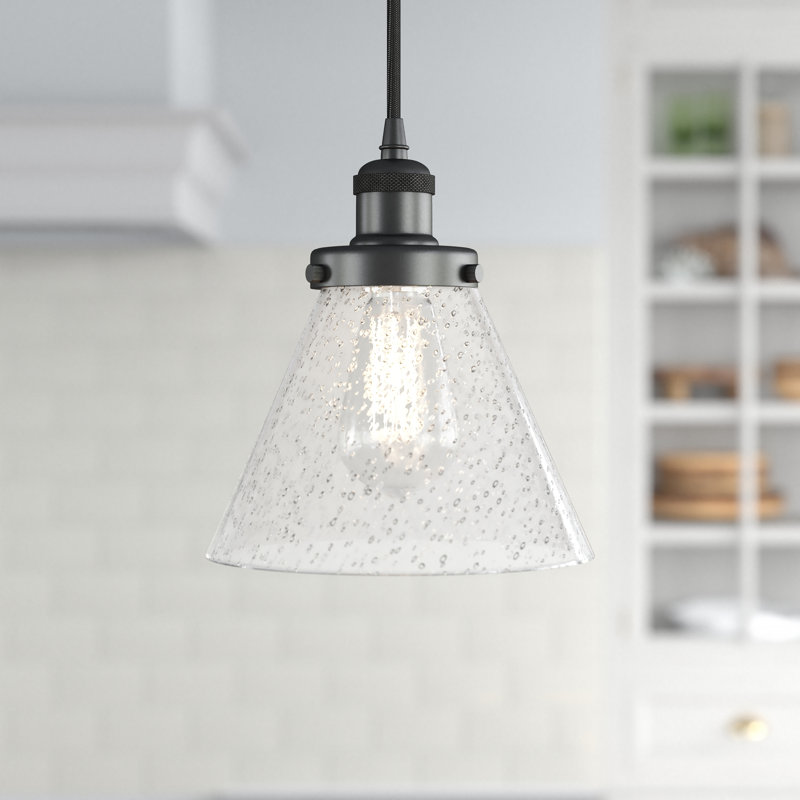 Mini-luminaire suspendu à cordon 1 lumière 8 po Ballston Urban Cone, Ampoule non incluse, Grainé, Noir mat