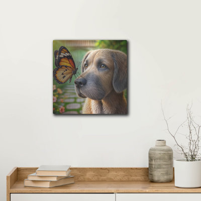 «Dog & Butterfly» par Rey Klimt, art mural en métal
