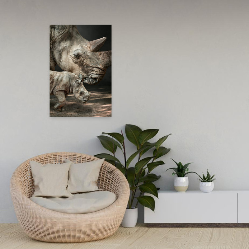 Rhinomom, art mural abstrait contemporain, H 24 po x l 16 po