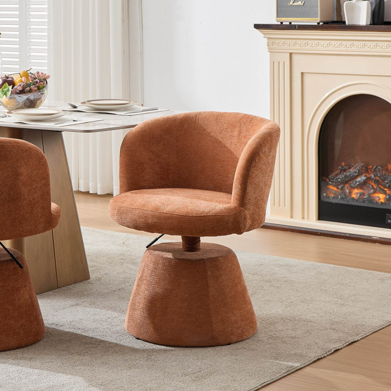 Terra Adjustable 360° Swivel Bar Stools with Soft Chenille Upholstery,Single, Orange